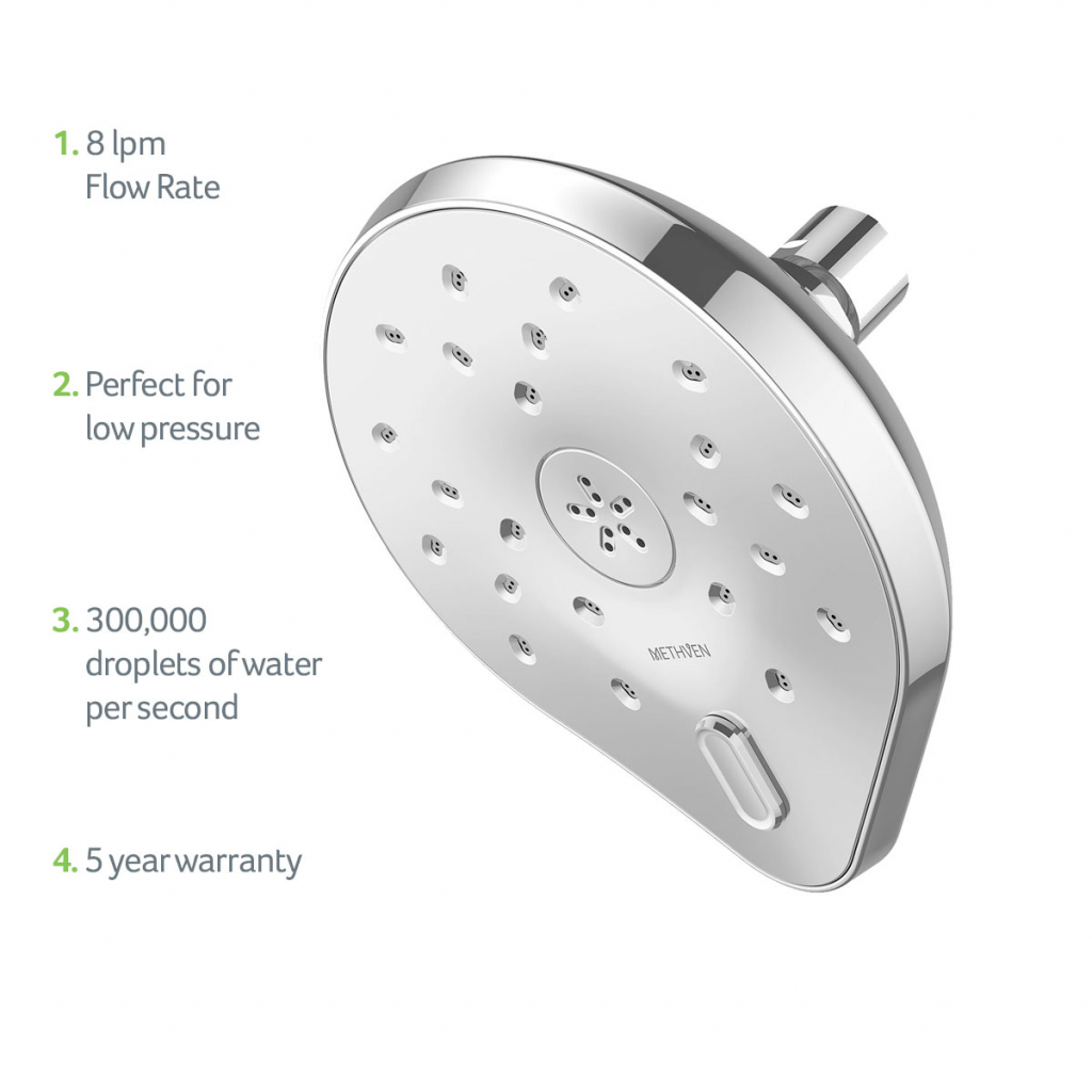 Methven Kaha Satinjet Shower Head Chrome 1290