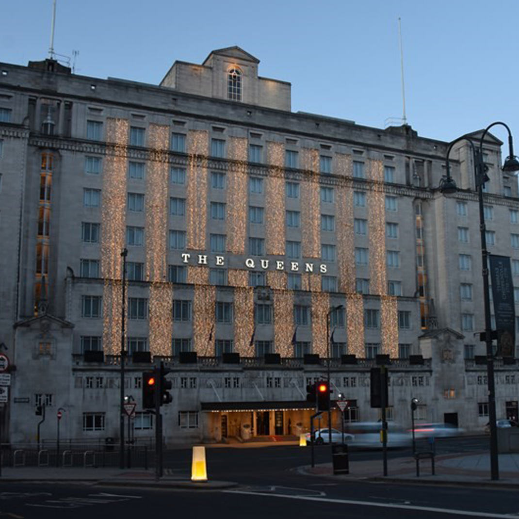 Historic Leeds hotel exterior lights up with quality and control